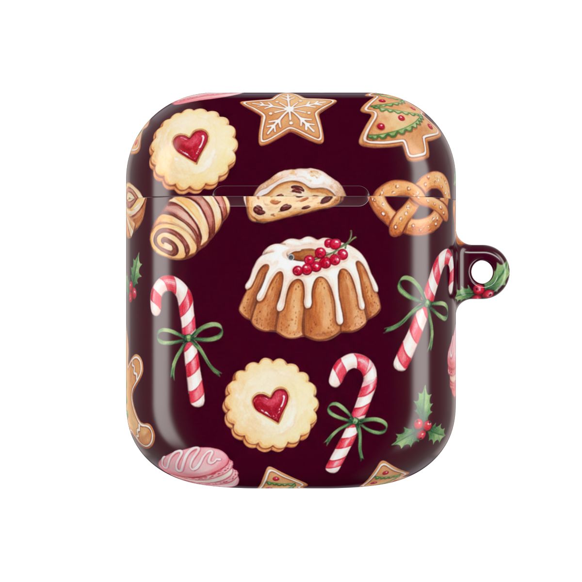 Christmas Bakery Burgundy AirPods Case