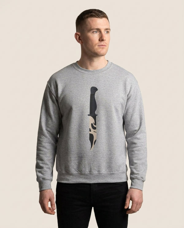 Ghostface Dagger - Scream Sweatshirt — Grey Front, worn