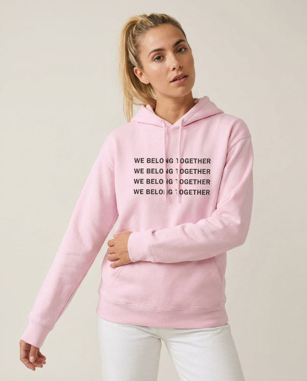 Belong Together Hoodie — Pink Front, worn