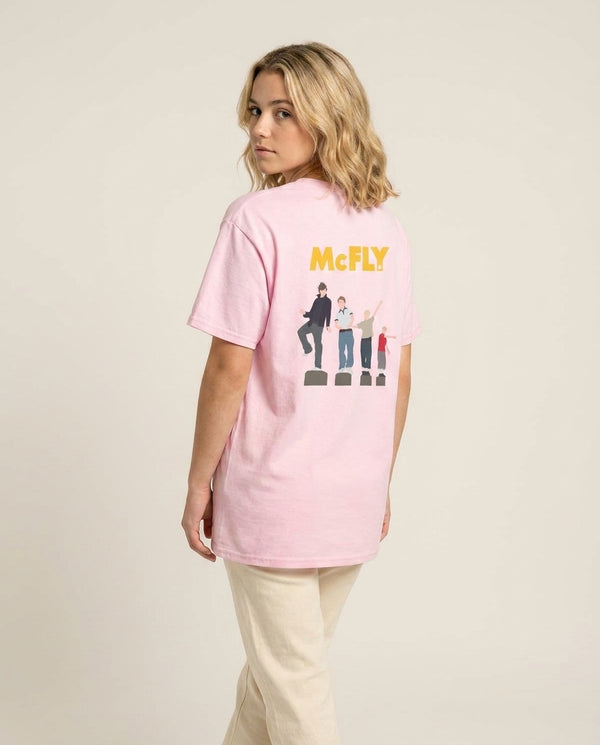 The Band - McBand T-Shirt — Pink Back, worn
