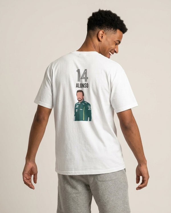 Alonso 2026 T-Shirt — White Back, worn