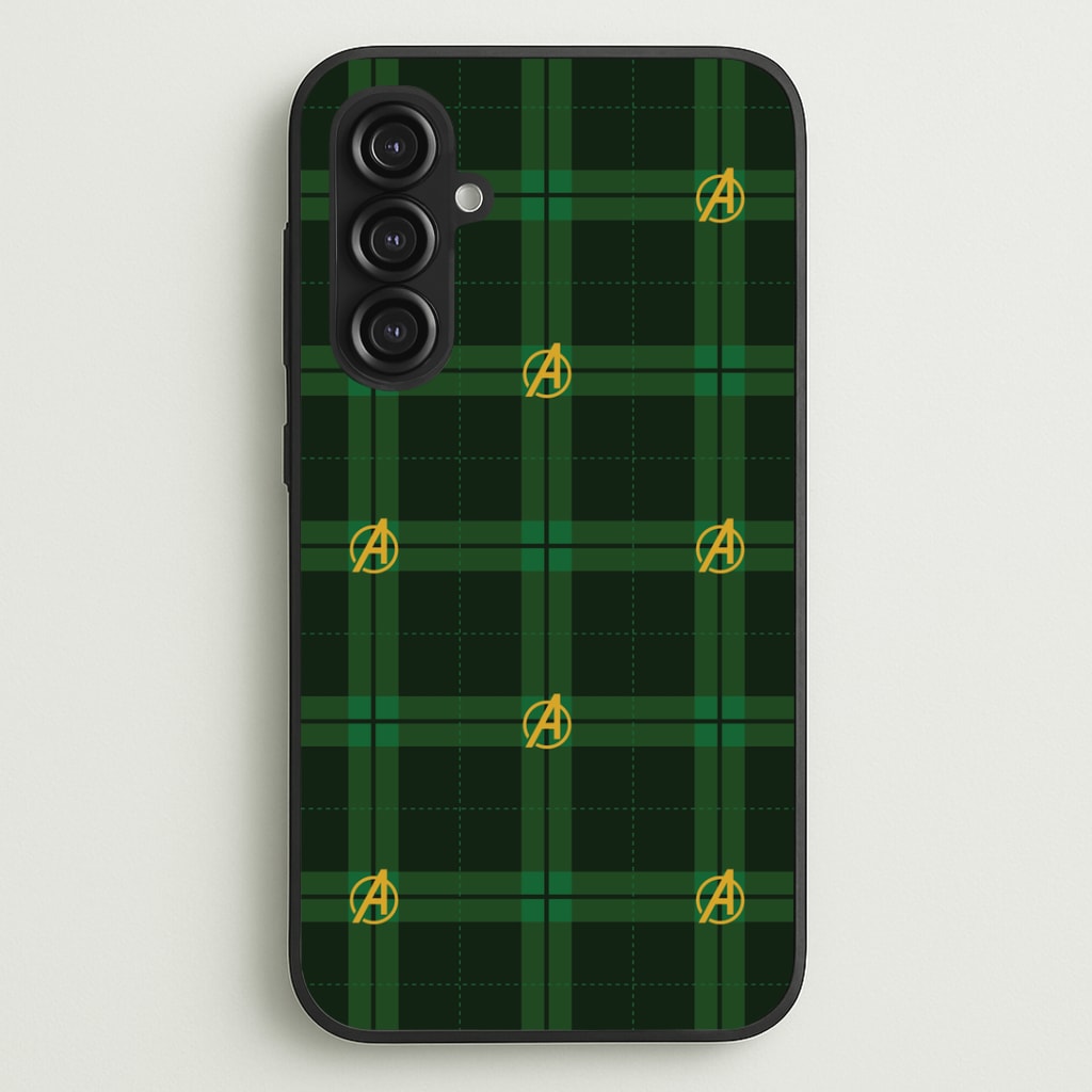 Superhero Team Green Tartan Pattern Galaxy S23FE Case