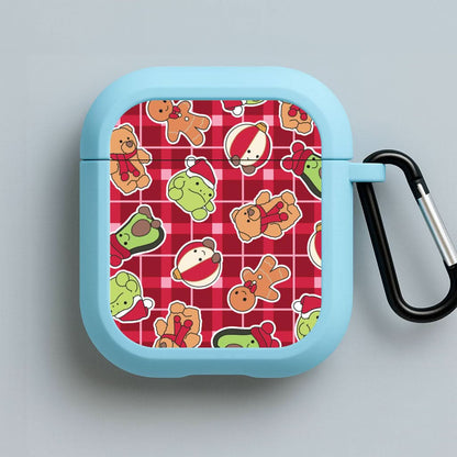 Christmas Plushies Tartan Pattern Blue AirPods Case
