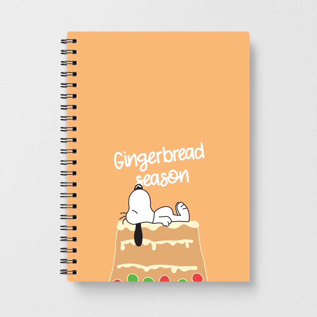 Cartoon Beagle Gingerbread House Notebook