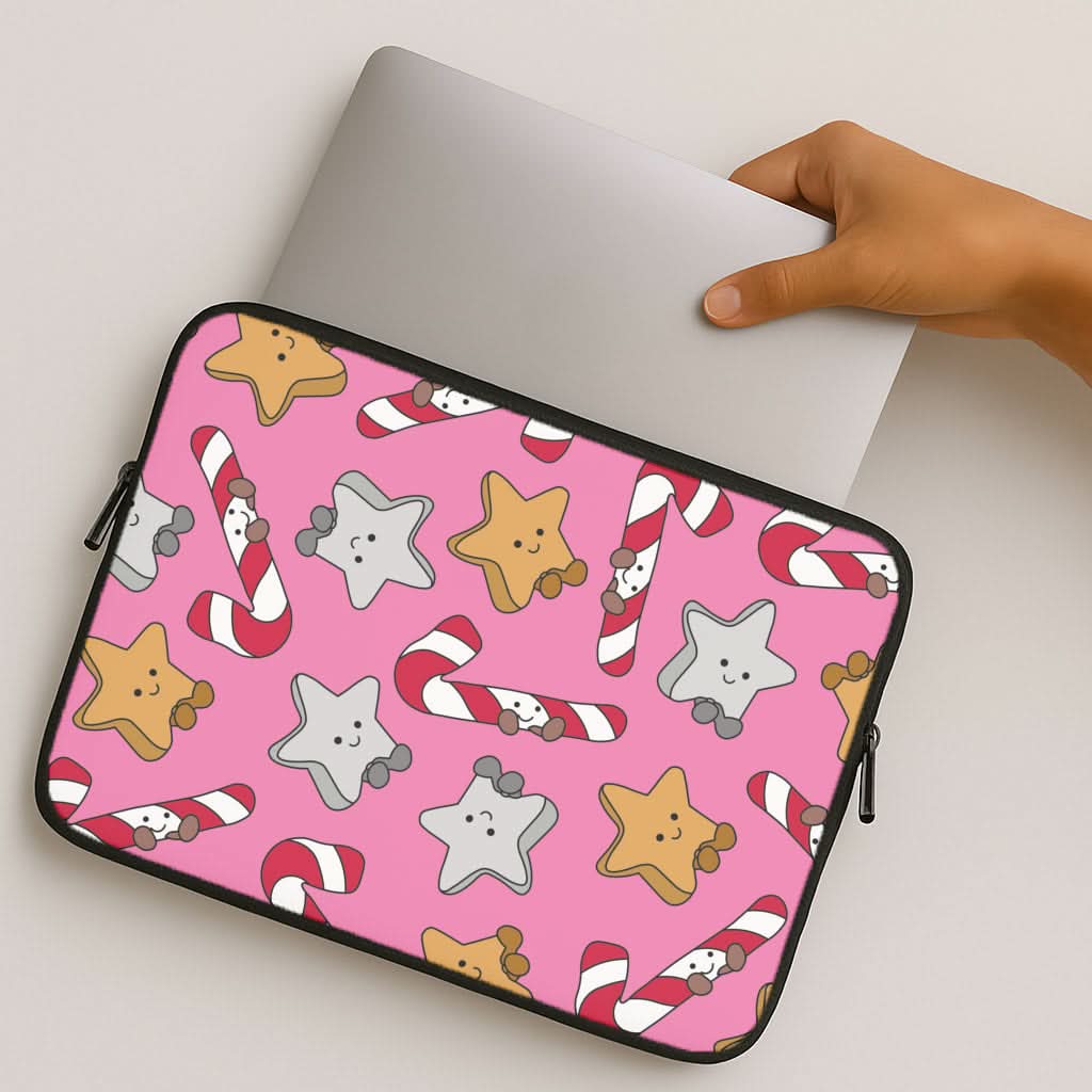 Pink Christmas Plushies Pattern MacBook Cover