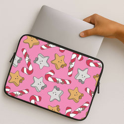 Pink Christmas Plushies Pattern MacBook Cover