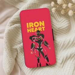 Metal Heart Hero Standing Leather Phone Case