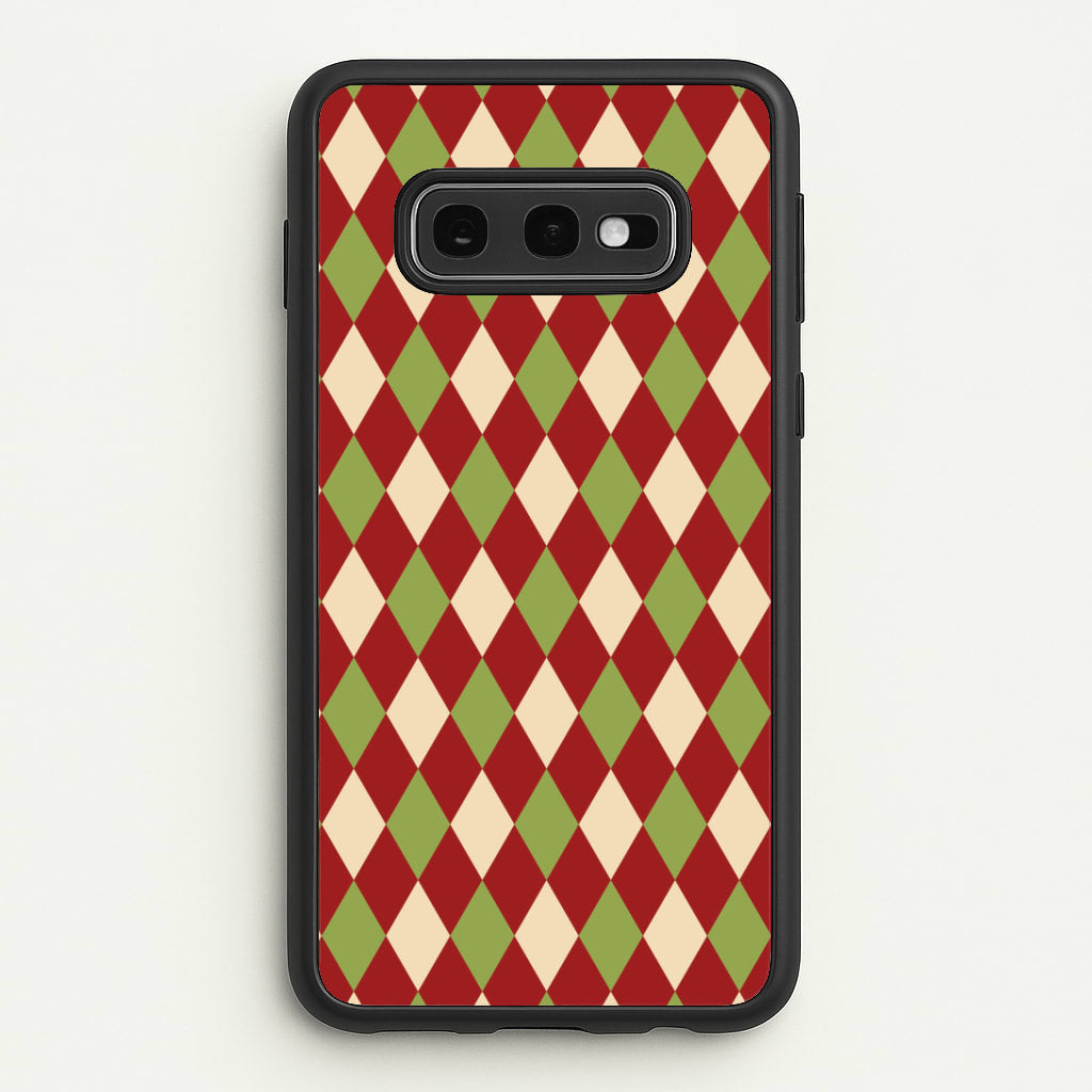 Red And Green Argyle Christmas Pattern Galaxy S10e Case