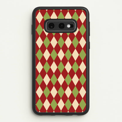 Red And Green Argyle Christmas Pattern Galaxy S10e Case