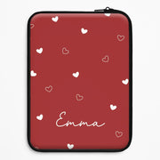 Red Hearts And Outlines Personalised Name Laptop Sleeve 1