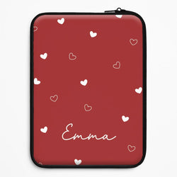 Red Hearts And Outlines Personalised Name Universal Laptop Sleeve