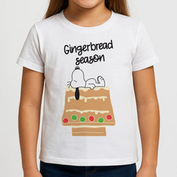 Cartoon Beagle Gingerbread House Girls T-Shirt