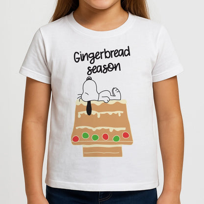 Cartoon Beagle Gingerbread House Girls T-Shirt