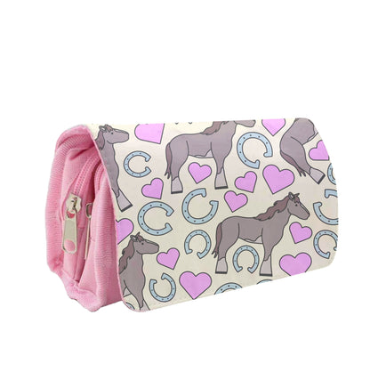 Horses And Horseshoes Pattern - Horses Pencil Case