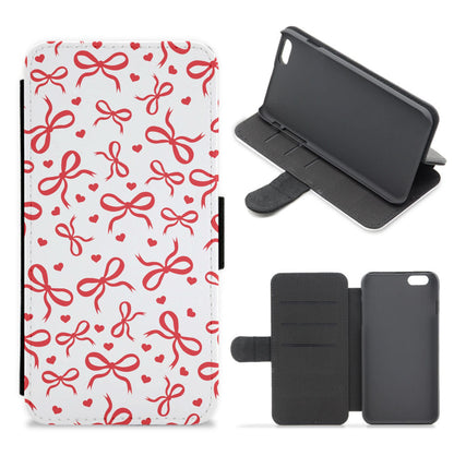 Coquette Bows And Hearts Red Flip / Wallet Phone Case