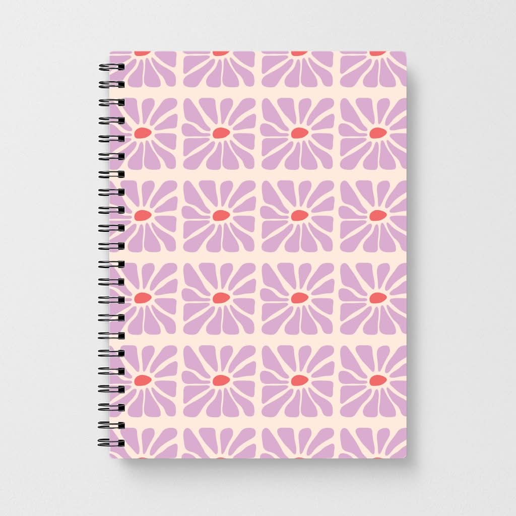 Square Abstract Flowers Mauve Notebook