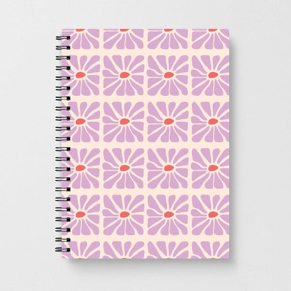 Square Abstract Flowers Mauve Notebook