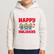 Happy Holidays Cute Green Aliens Kids Hoodie 4