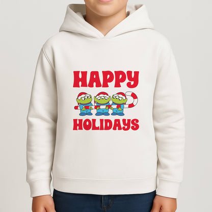 Happy Holidays Cute Green Aliens Boys Hoodie
