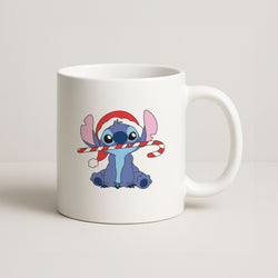Cute Blue Alien Candycane Coffee Mug