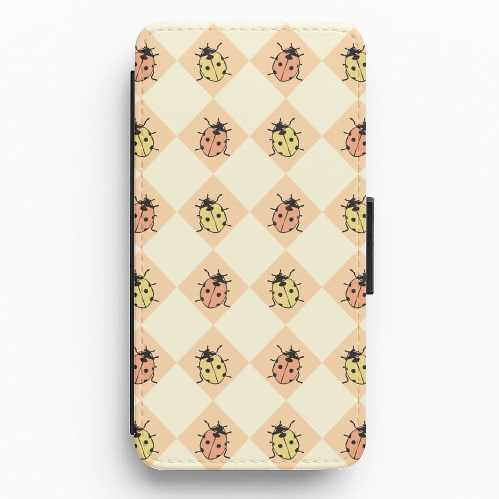Argyle Ladybugs Pattern Flip / Wallet Phone Case