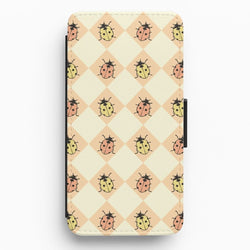 Argyle Ladybugs Pattern Flip / Wallet Phone Case