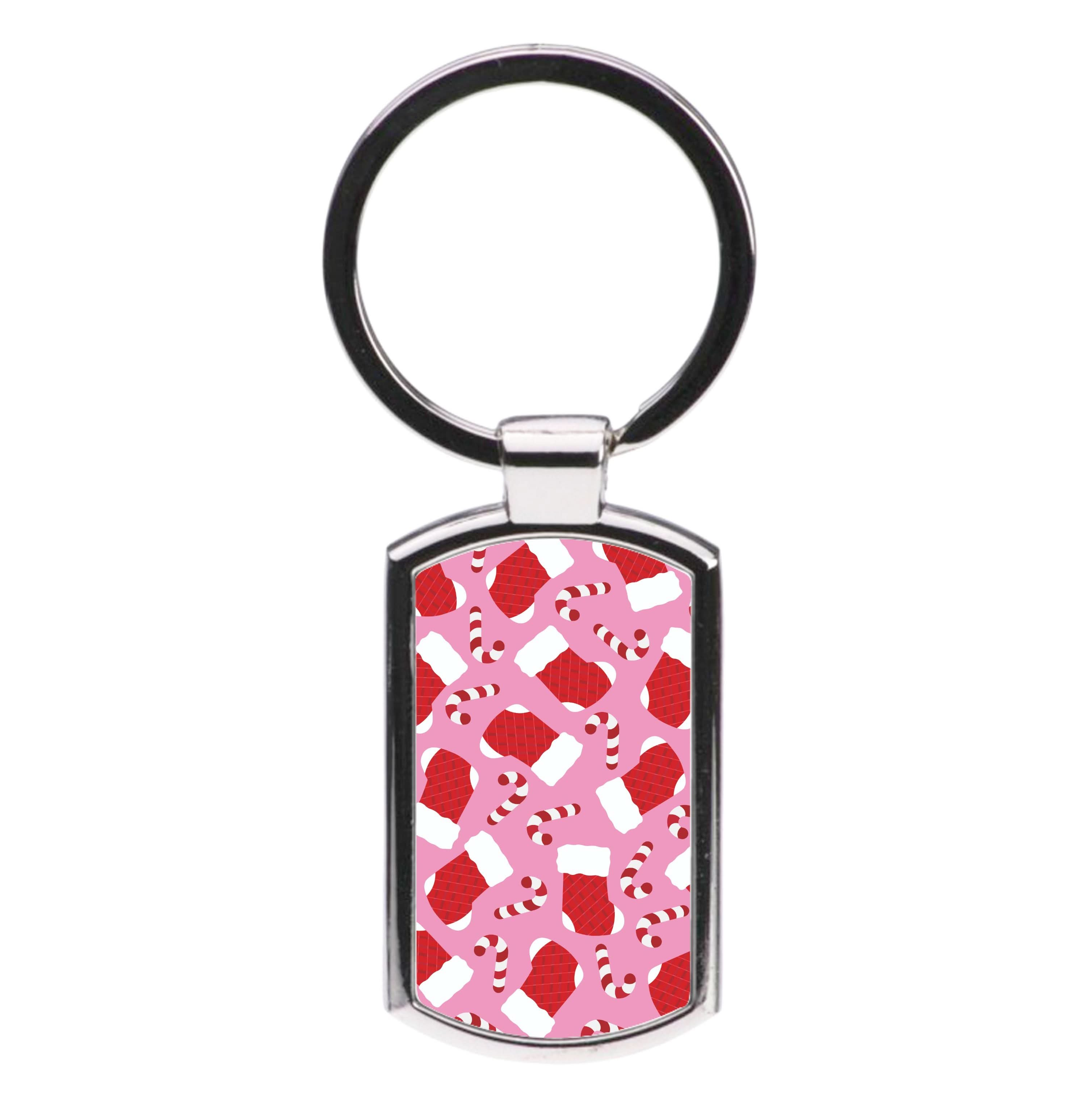 Pink Stocking Pattern Luxury Keyring