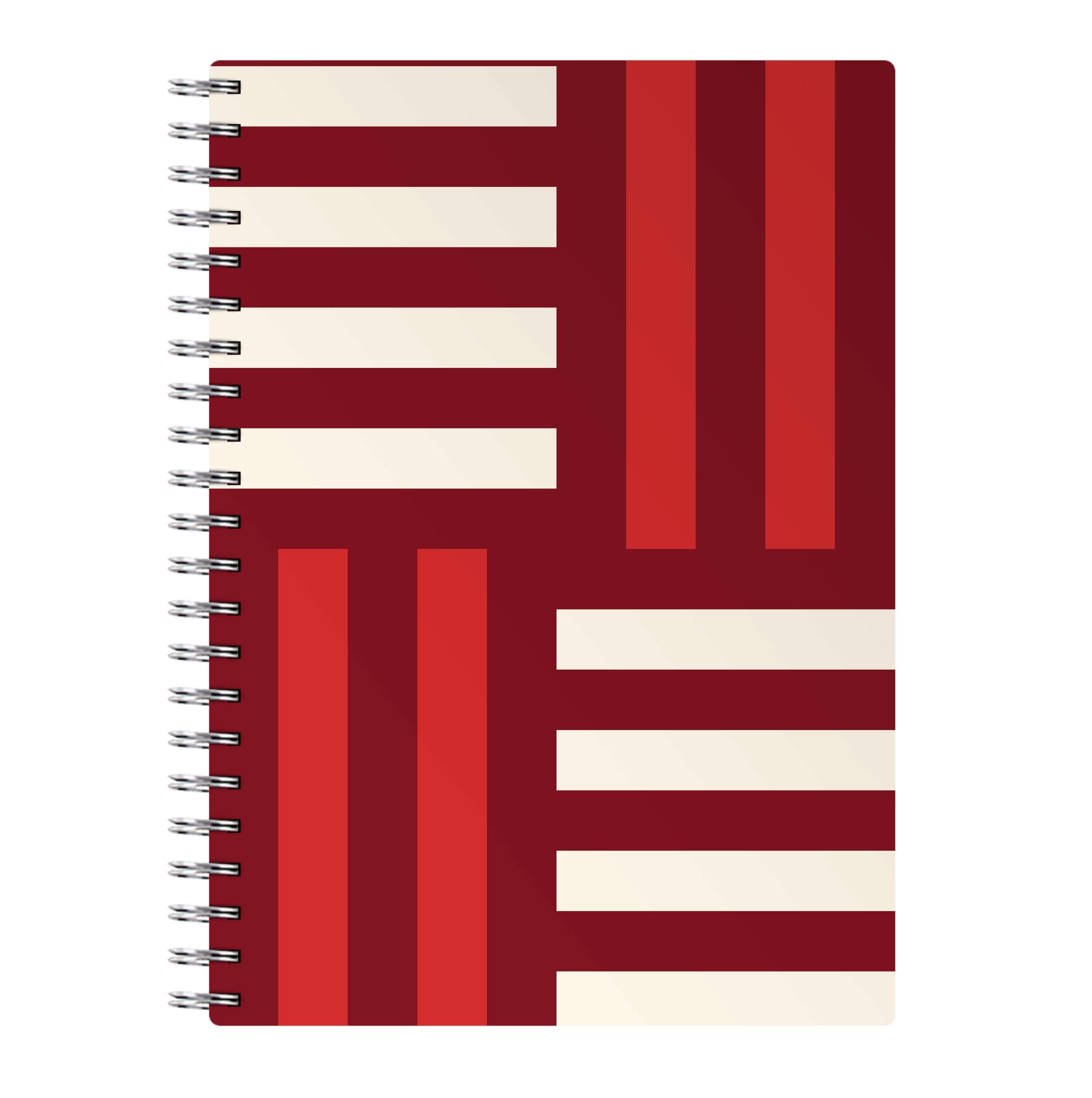 Red And White Geometric Stripes Notebook