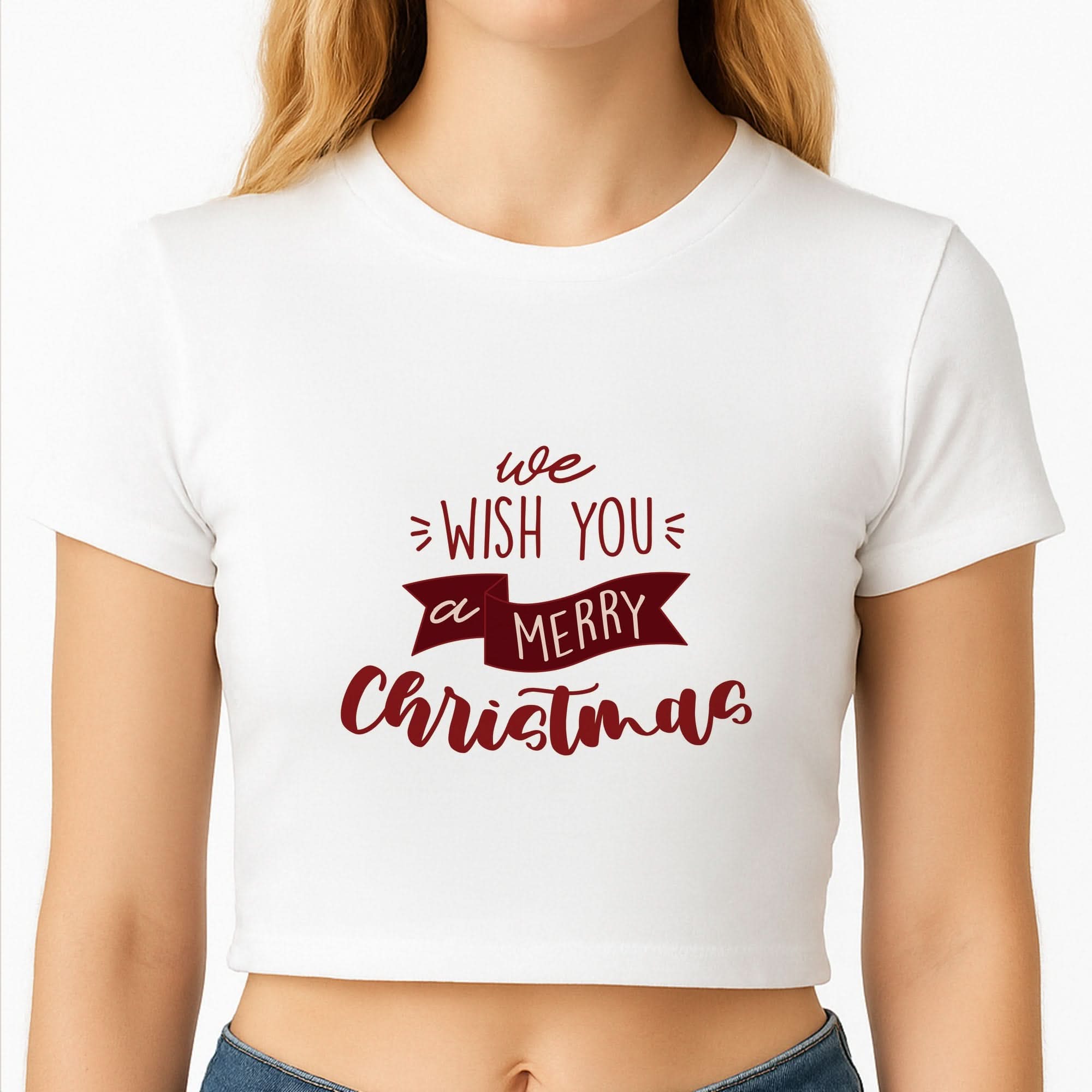 We Wish You A Merry Christmas Quote Crop Top