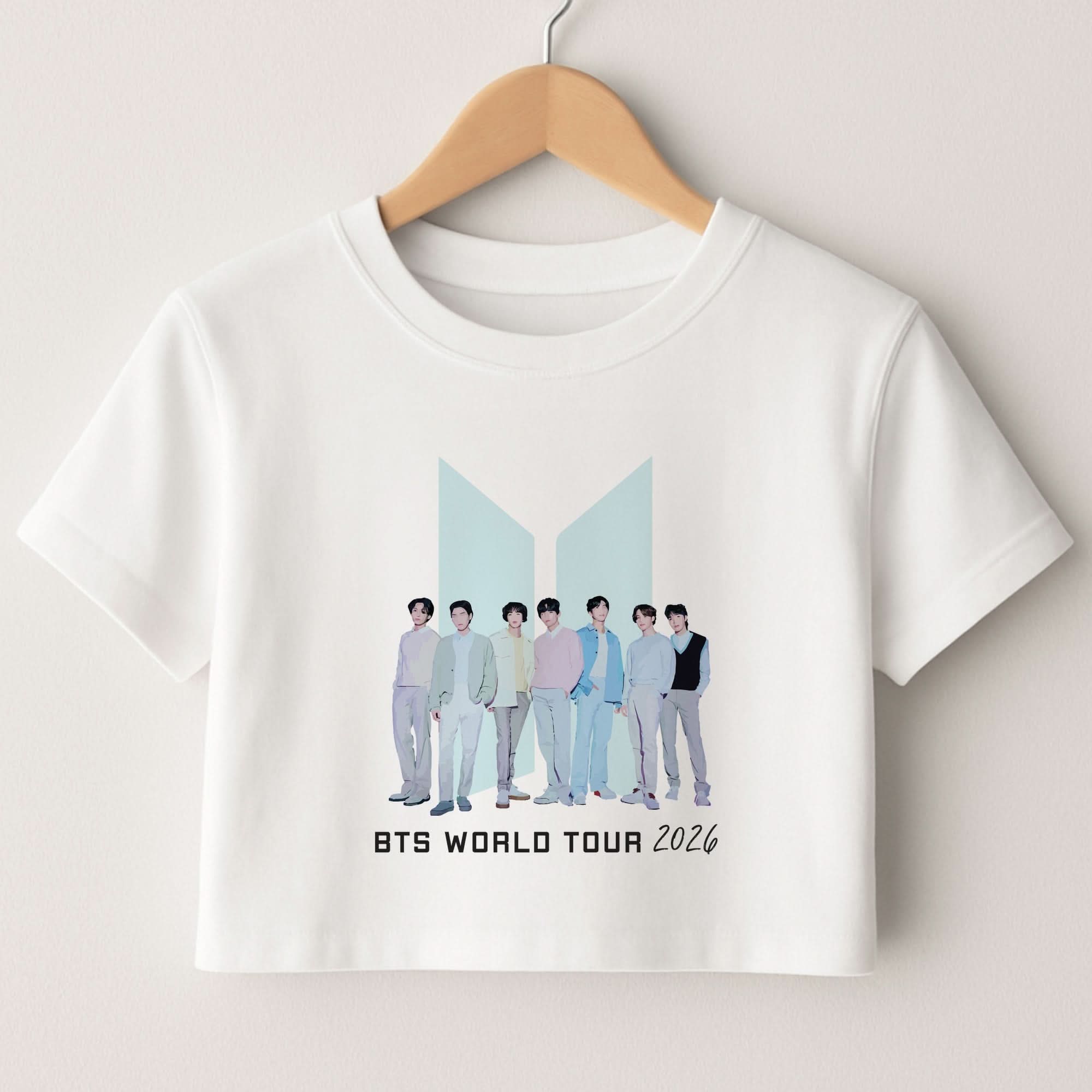 K-Pop Band Tour Pastel Blue Crop Top