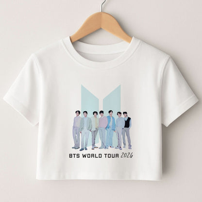 K-Pop Band Tour Pastel Blue Crop Top