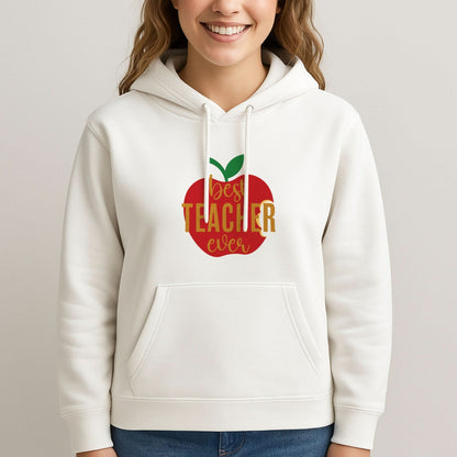 Apple Best Teacher Ever Womans Hooded Sweatshirt