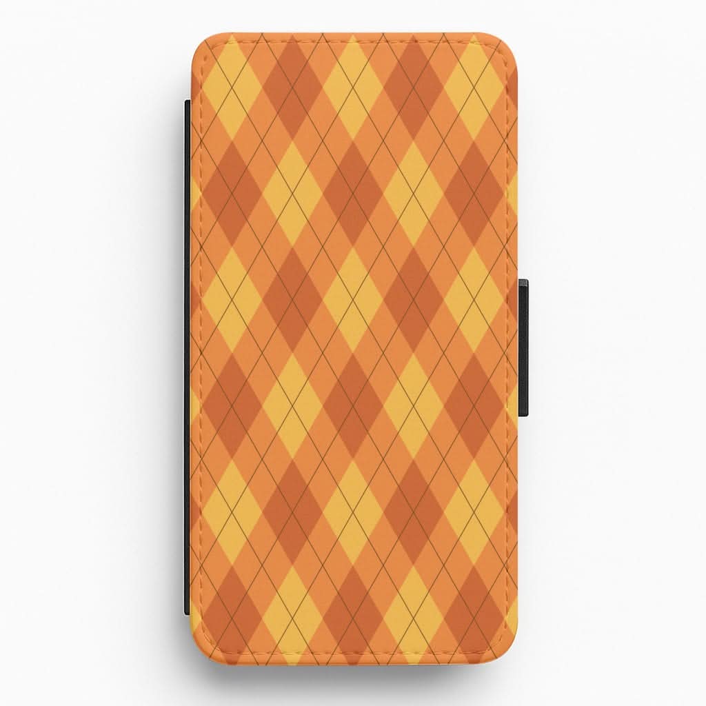 Orange Argyle Pattern Flip / Wallet Phone Case