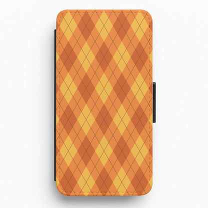 Orange Argyle Pattern Flip / Wallet Phone Case