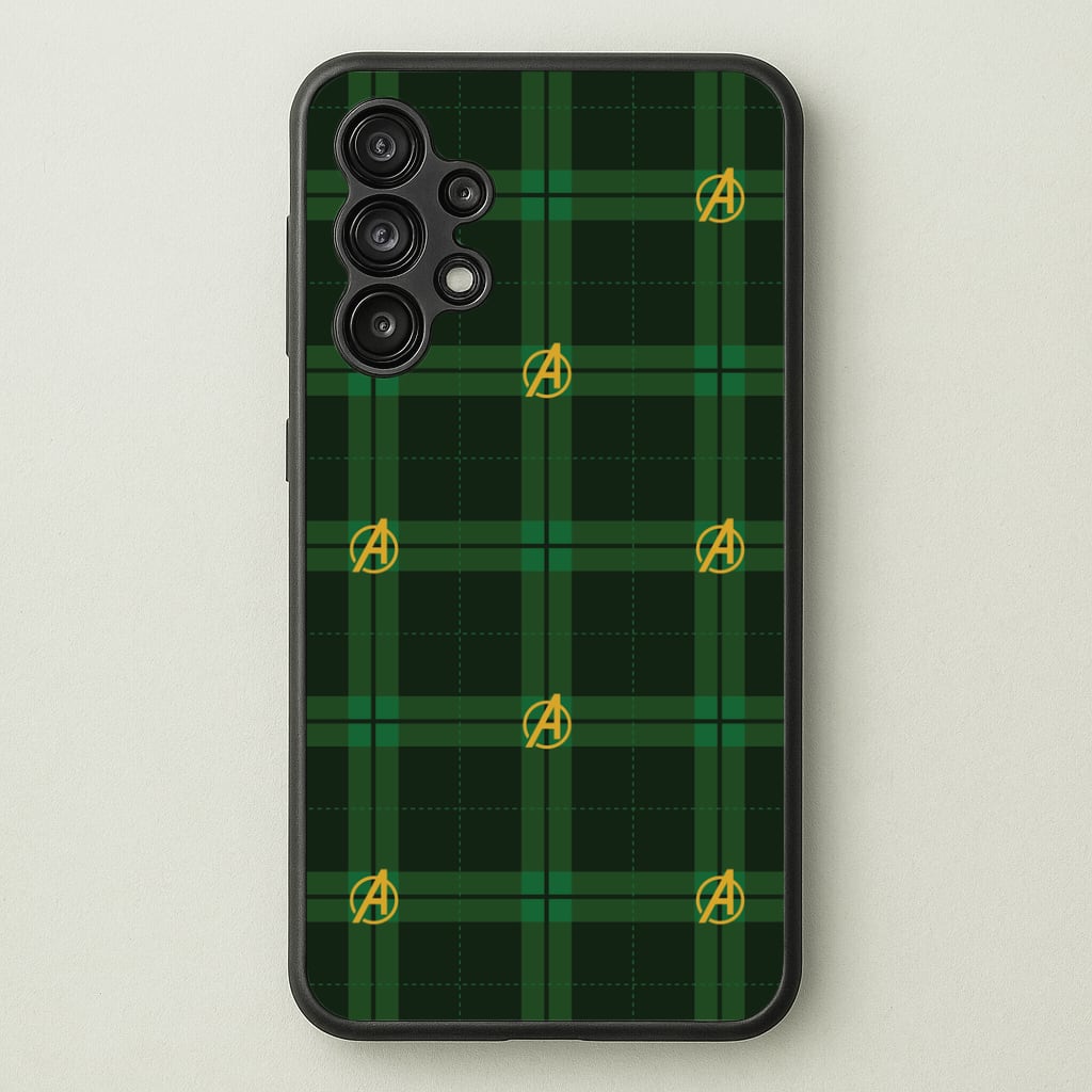 Superhero Team Green Tartan Pattern Galaxy A13 Case