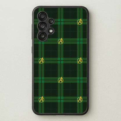 Superhero Team Green Tartan Pattern Galaxy A13 Case
