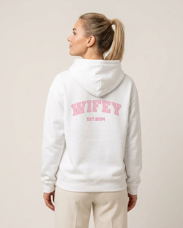 Wifey 2024 - Bridal Hoodie — White Back, worn
