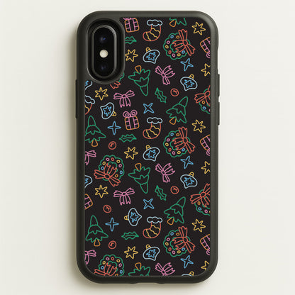 Neon Christmas Icons Pattern I iPhone X / XS Case