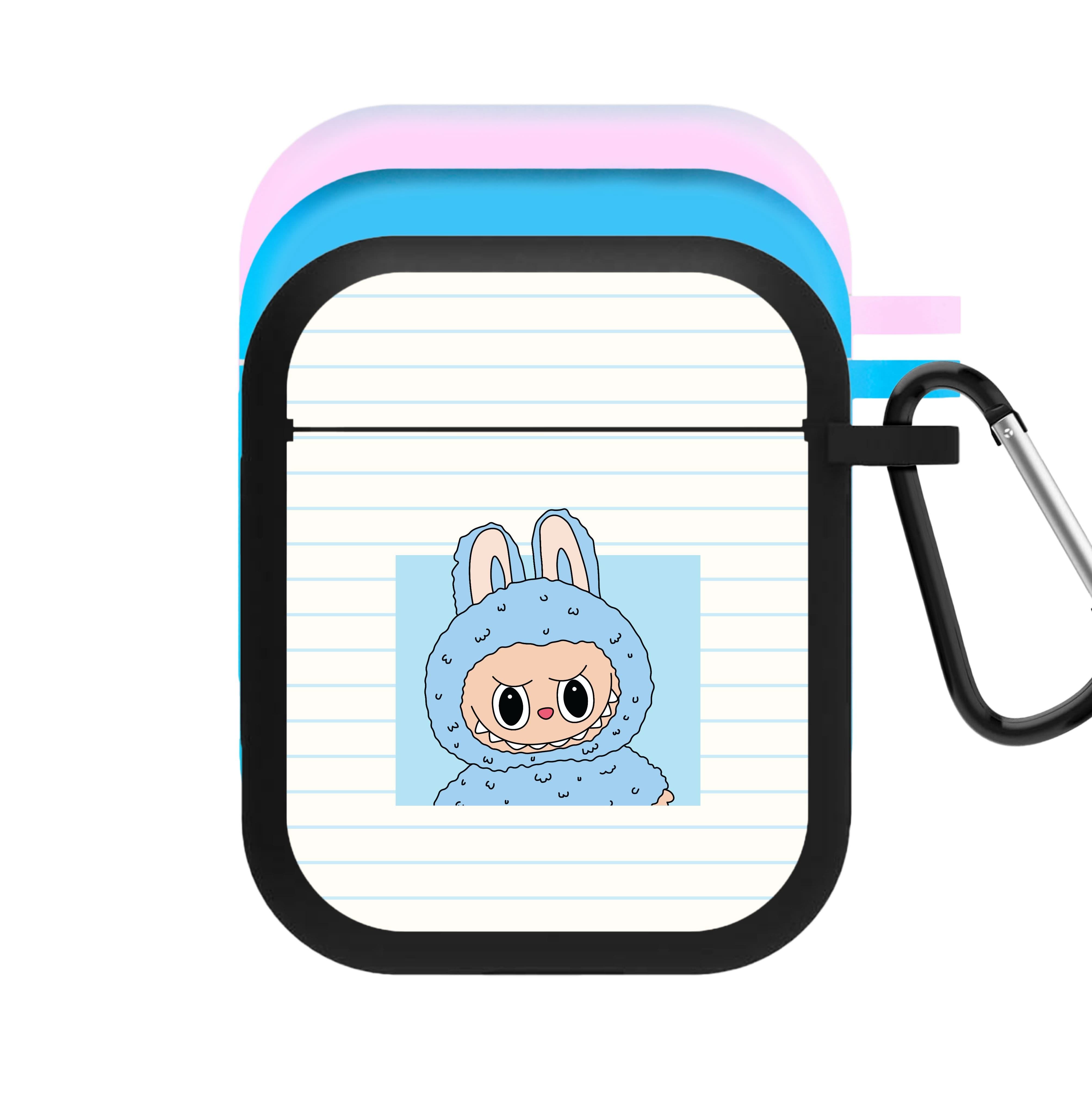 Cute Blue Notebook Monster AirPods Case