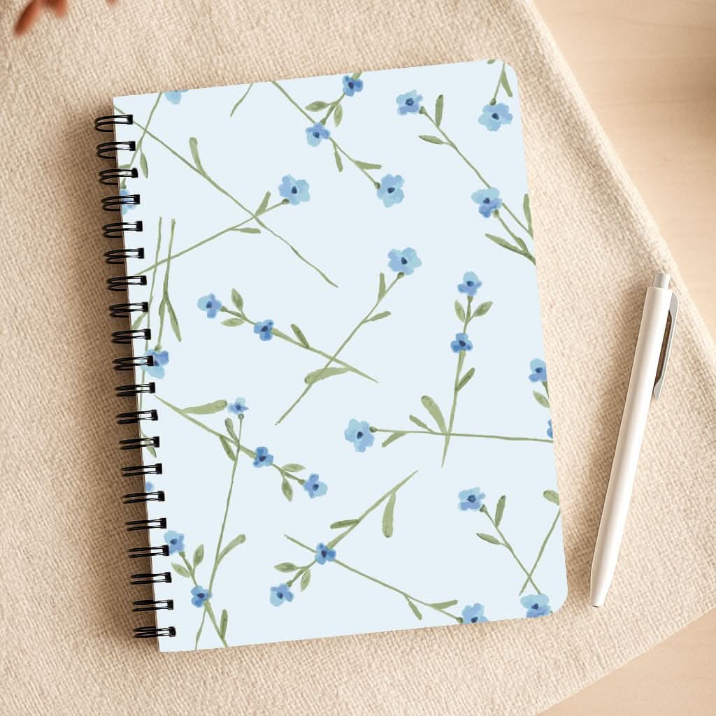 Baby Blue Floral Pattern Notepad