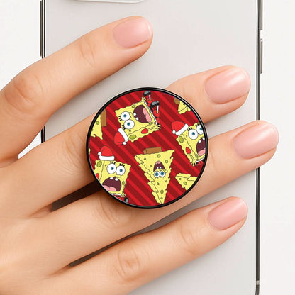 Christmas Cartoon Sponge Stripes Pattern Phone Grip