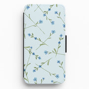 Baby Blue Floral Pattern Flip / Wallet Phone Case 1