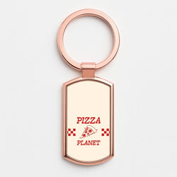 Retro Pizza Planet  Rose Gold Keyring