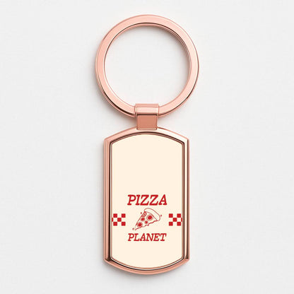 Retro Pizza Planet  Rose Gold Keyring