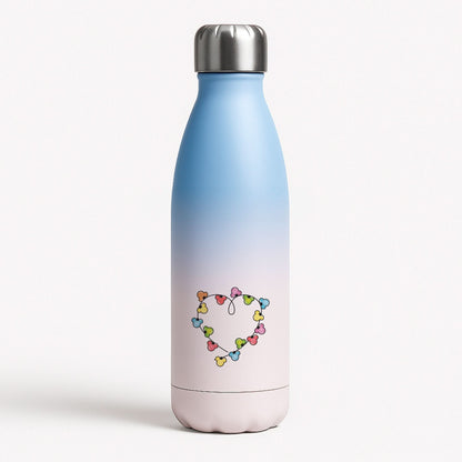 Cartoon Mouse Christmas Fairylights Heart Blue Water Bottle