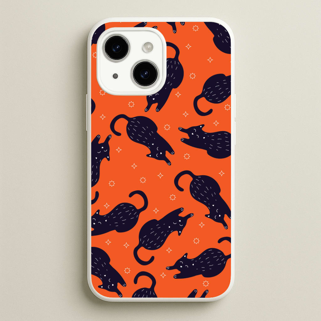 Black Cats And Stars Pattern iPhone 15 Case