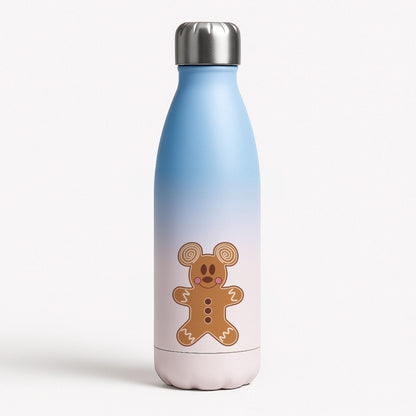 Cartoon Mouse Gingerbread Blue Water Bottle