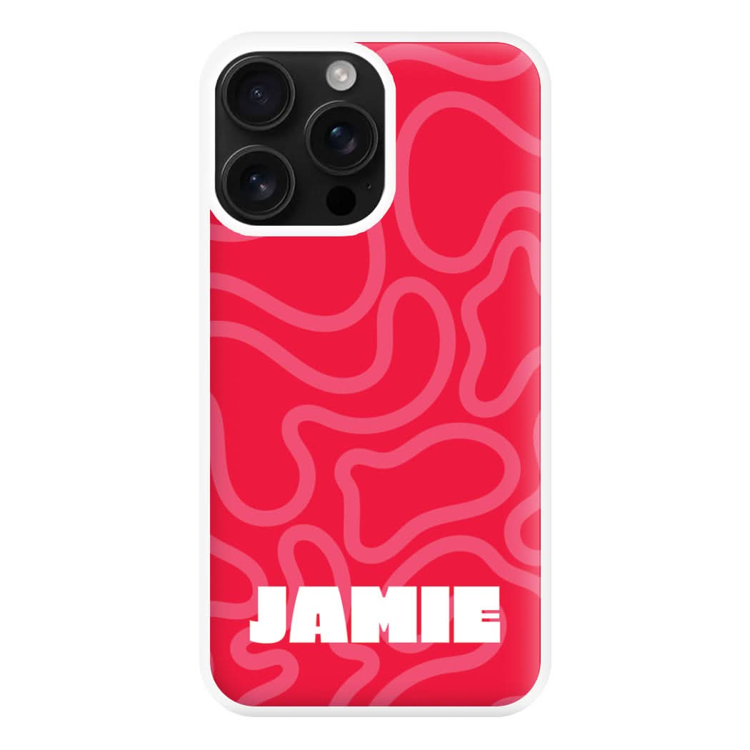 Red And Pink Squiggles Personalised Name Phone Case for Apple iPhone, Samsung Galaxy, Huawei and Google Pixel