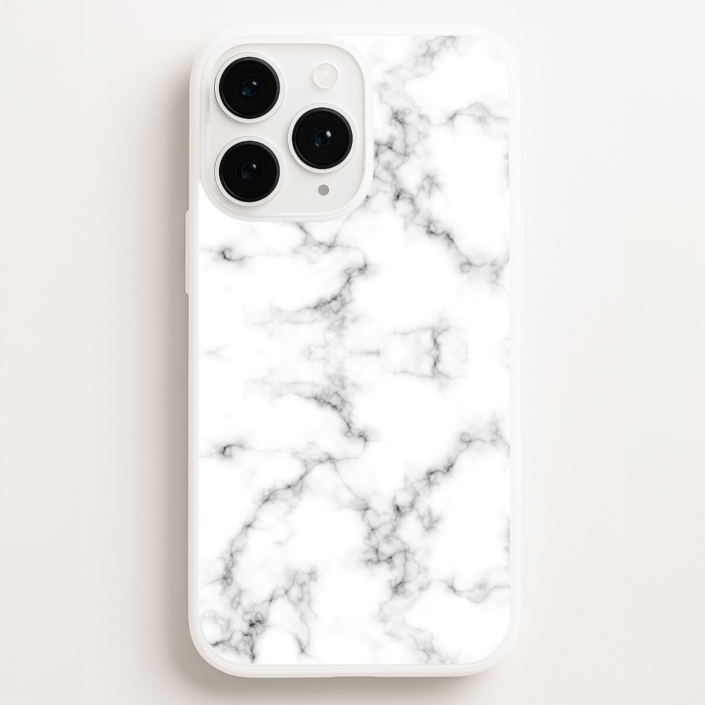 White Marbled  Phone Case for iPhone, Samsung Galaxy and Google Pixel