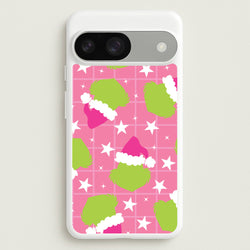 Pink Green Creature Xmas Pattern Google Pixel 9 / 9 Pro Case